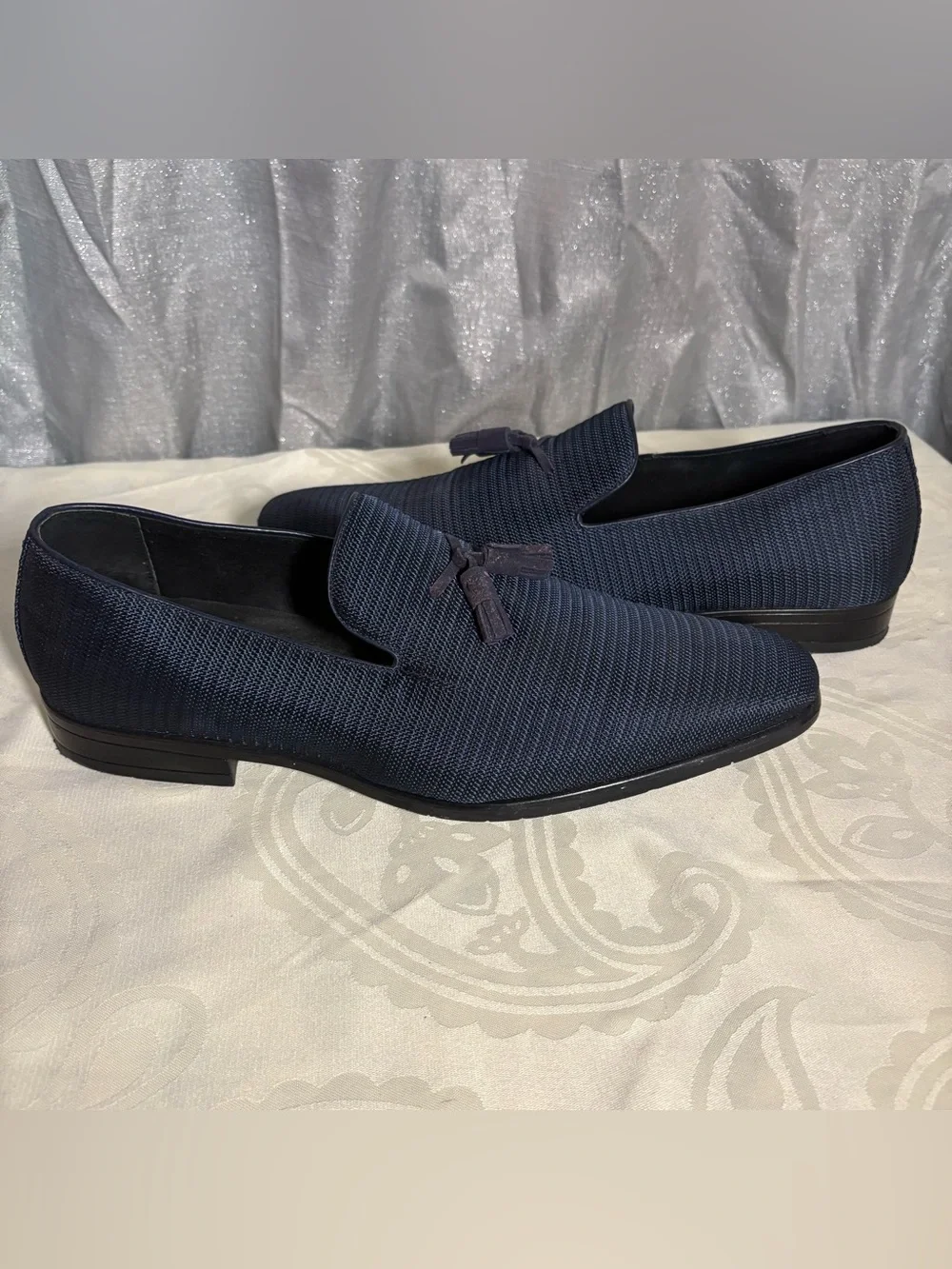Stacy Adams Navy Tassel Loafers